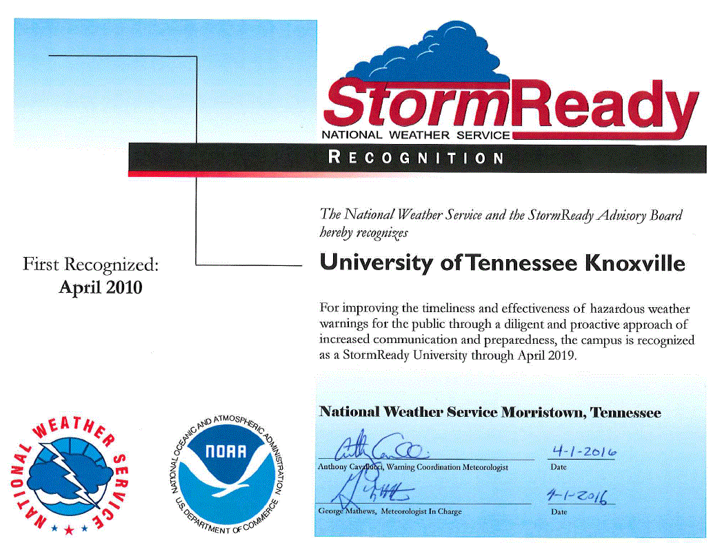 Storm Ready Certificate 2016
